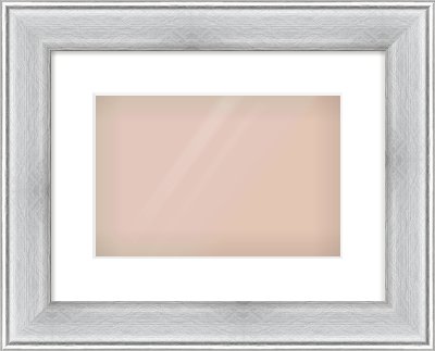 Brushed Silver Cushion Frame for 30 × 20cm artwork, with Smooth White Single Mount