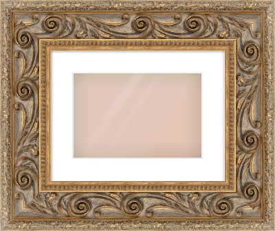 Gold Spoon Frame for 30 × 20cm artwork, with Smooth White Single Mount