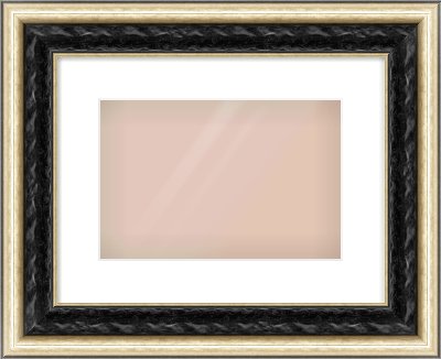 Black & Champagne Silver Spoon Frame for 30 × 20cm artwork, with Smooth White Single Mount