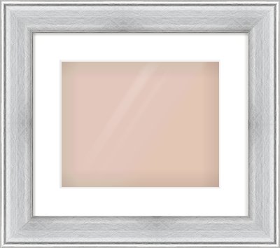 Brushed Silver Cushion Frame for 300 × 240mm artwork, with Smooth White Single Mount