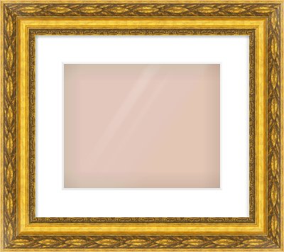 Gold Spoon Frame for 30 × 24cm artwork, with Smooth White Single Mount