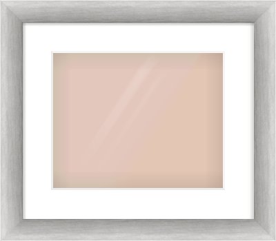 Silver Cushion Frame for 300 × 240mm artwork, with Smooth White Single Mount