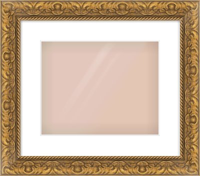 Gold Scoop Frame for 30 × 24cm artwork, with Smooth White Single Mount