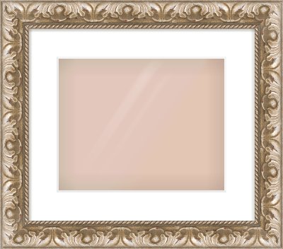 Silver Scoop Frame for 300 × 240mm artwork, with Smooth White Single Mount