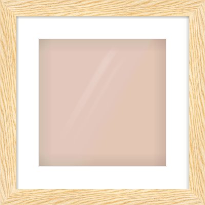 Natural Wood Reverse Frame for 300 × 300mm artwork, with Smooth White Single Mount