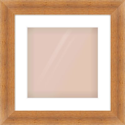 Antique Pine Flat Frame for 300 × 300mm artwork, with Smooth White Single Mount