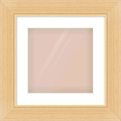 Natural Wood Flat Frame for 300 × 300mm artwork, with Smooth White Single Mount