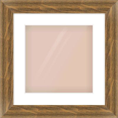 Characteristic Brown Flat Frame for 300 × 300mm artwork, with Smooth White Single Mount