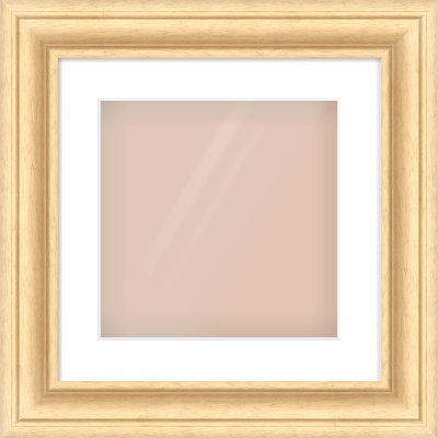 Natural Wood Scoop Frame for 300 × 300mm artwork, with Smooth White Single Mount