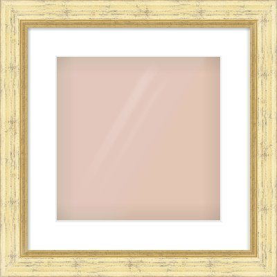 Gold Reverse Frame for 300 × 300mm artwork, with Smooth White Single Mount