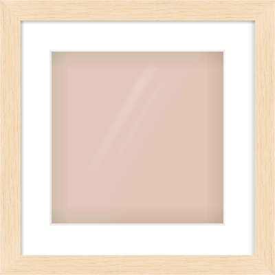 Natural wood Flat Frame for 300 × 300mm artwork, with Smooth White Single Mount