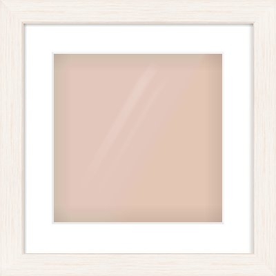 Ivory Driftwood Flat Frame for 300 × 300mm artwork, with Smooth White Single Mount