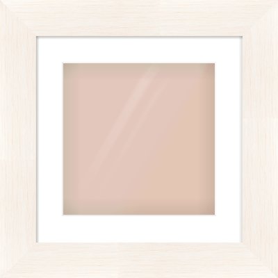 Ivory Driftwood Flat Frame for 300 × 300mm artwork, with Smooth White Single Mount