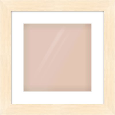 Natural Wood Flat Frame for 300 × 300mm artwork, with Smooth White Single Mount