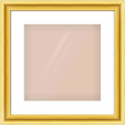 Gold Cushion Frame for 300 × 300mm artwork, with Smooth White Single Mount