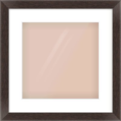 Brown Flat Frame for 300 × 300mm artwork, with Smooth White Single Mount
