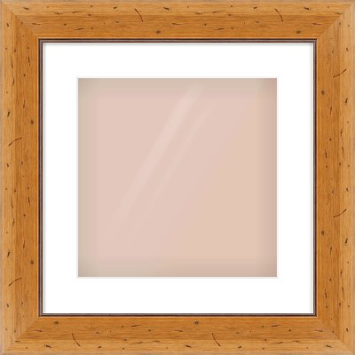 Distressed Pine Reverse Frame for 300 × 300mm artwork, with Smooth White Single Mount