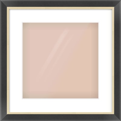 Black/Gold Flat Frame for 300 × 300mm artwork, with Smooth White Single Mount