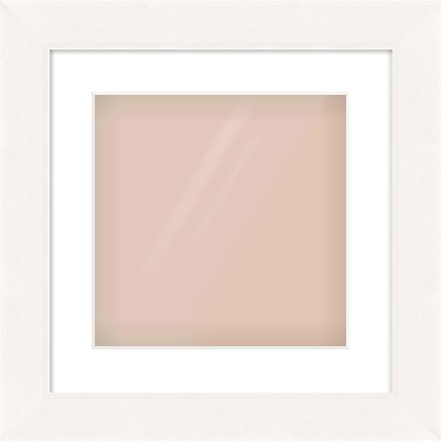 White Beveled Frame for 300 × 300mm artwork, with Smooth White Single Mount