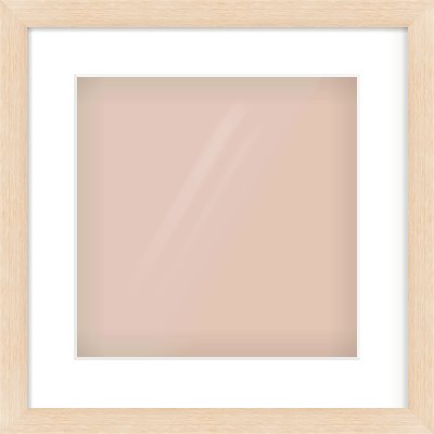 Natural Wood Flat Frame for 300 × 300mm artwork, with Smooth White Single Mount