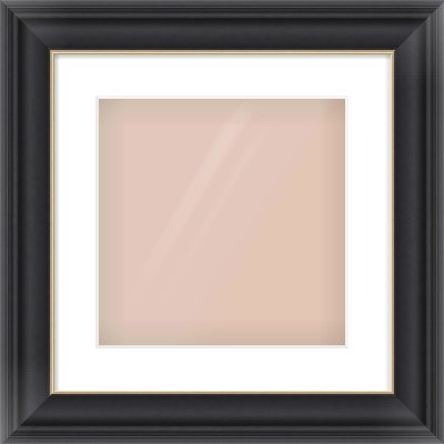 Black/Gold Scoop Frame for 300 × 300mm artwork, with Smooth White Single Mount