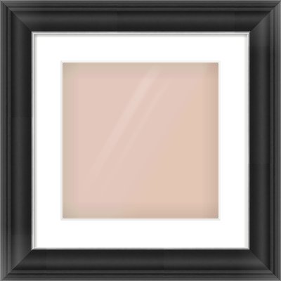 Black/Silver Scoop Frame for 300 × 300mm artwork, with Smooth White Single Mount