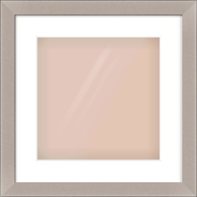 Brushed Silver & Black Sided Flat Frame for 300 × 300mm artwork, with Smooth White Single Mount