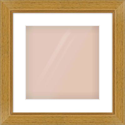 Gold Flat Frame for 300 × 300mm artwork, with Smooth White Single Mount