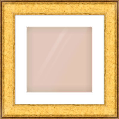 Gold Flat Frame for 300 × 300mm artwork, with Smooth White Single Mount