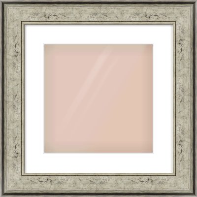 Silver Flat Frame for 300 × 300mm artwork, with Smooth White Single Mount
