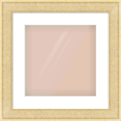 Gold Flat Frame for 300 × 300mm artwork, with Smooth White Single Mount