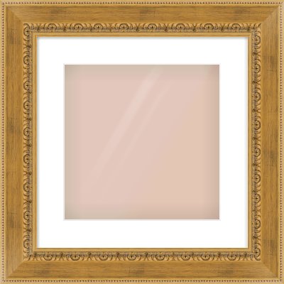 Gold Reverse Frame for 300 × 300mm artwork, with Smooth White Single Mount