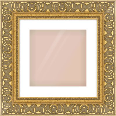Gold Reverse Frame for 300 × 300mm artwork, with Smooth White Single Mount
