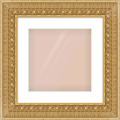 Gold Reverse Frame for 300 × 300mm artwork, with Smooth White Single Mount
