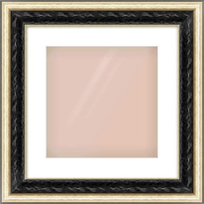 Black & Champagne Silver Spoon Frame for 300 × 300mm artwork, with Smooth White Single Mount
