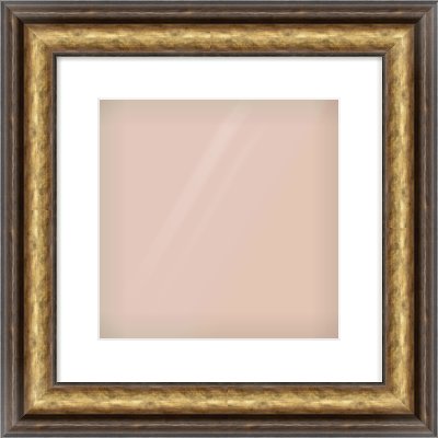 Gold Spoon Frame for 300 × 300mm artwork, with Smooth White Single Mount