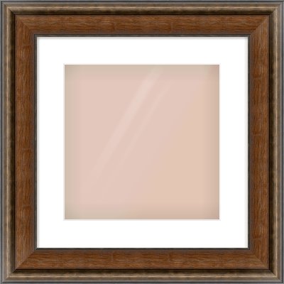 Walnut / Pewter Spoon Frame for 300 × 300mm artwork, with Smooth White Single Mount