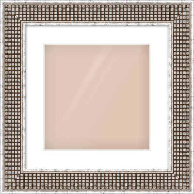 Silver Flat Frame for 300 × 300mm artwork, with Smooth White Single Mount