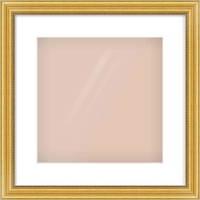 Gold Spoon Frame for 300 × 300mm artwork, with Smooth White Single Mount