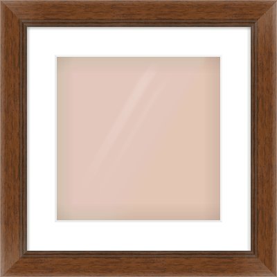 Brown Flat Frame for 300 × 300mm artwork, with Smooth White Single Mount