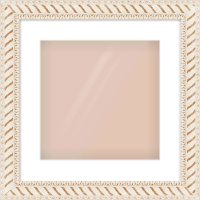 Off White & Gold Dome Frame for 300 × 300mm artwork, with Smooth White Single Mount