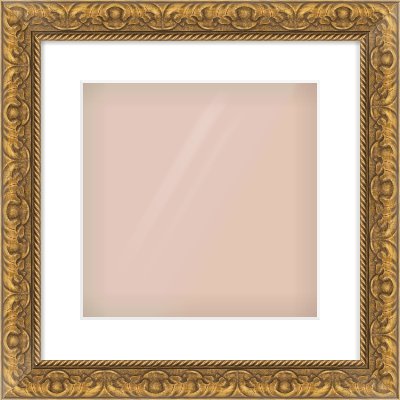 Gold Scoop Frame for 300 × 300mm artwork, with Smooth White Single Mount