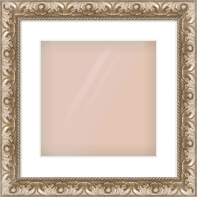Silver Scoop Frame for 300 × 300mm artwork, with Smooth White Single Mount