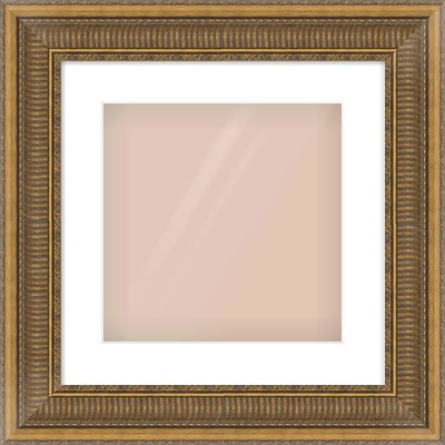 Gold Scoop Frame for 300 × 300mm artwork, with Smooth White Single Mount