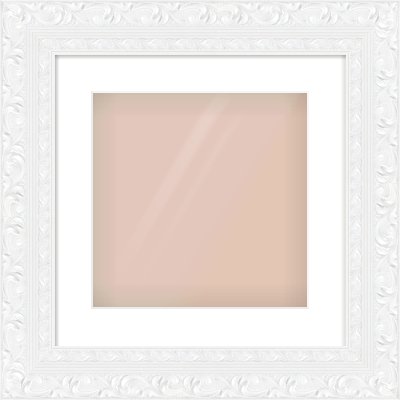 White Reverse Frame for 300 × 300mm artwork, with Smooth White Single Mount