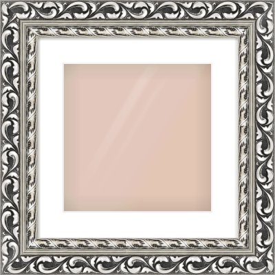 Silver Reverse Frame for 300 × 300mm artwork, with Smooth White Single Mount