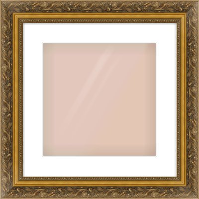 Gold Scoop Frame for 300 × 300mm artwork, with Smooth White Single Mount