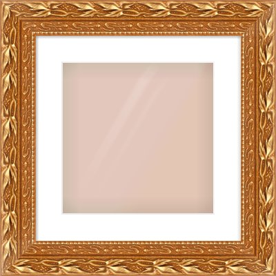 Gold Spoon Frame for 300 × 300mm artwork, with Smooth White Single Mount