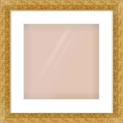 Gold Spoon Frame for 300 × 300mm artwork, with Smooth White Single Mount