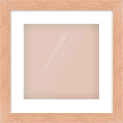 Oak Effect Flat Frame for 300 × 300mm artwork, with Smooth White Single Mount